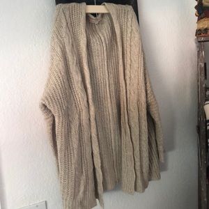 Cream loose cable knit cardigan